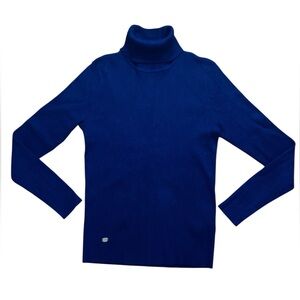 Lauren Ralph Lauren Blue Ribbed Turtleneck Sweater Large